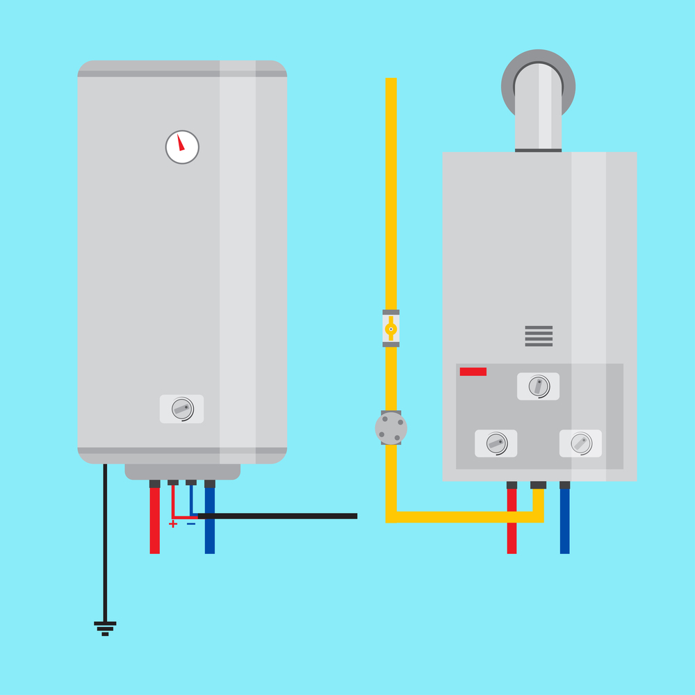 A couple of water heaters connected to one another.